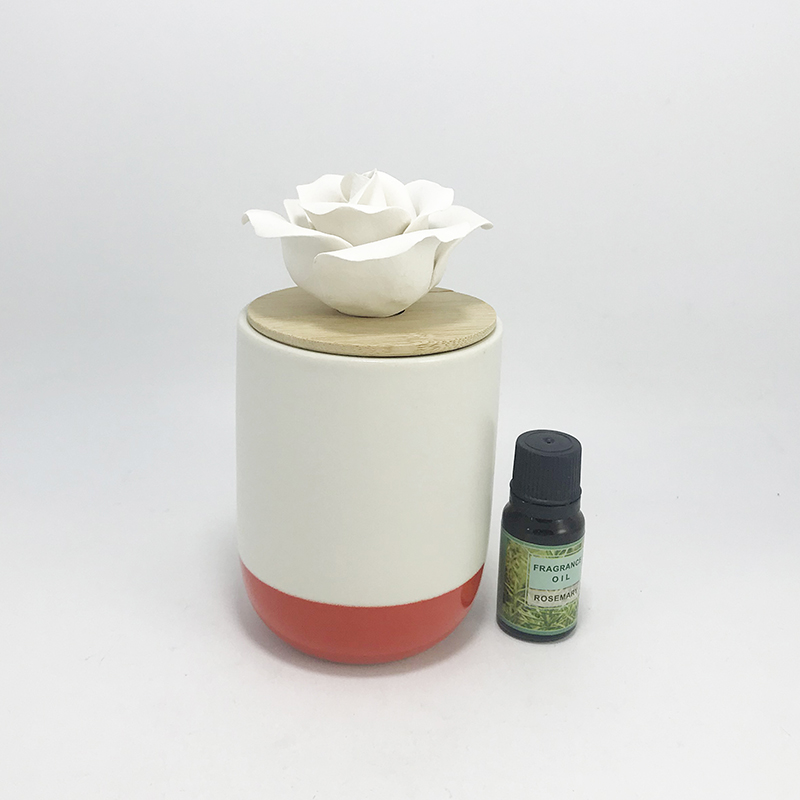 Ceramic flower essential oil aroma diffuser London with wooden lid